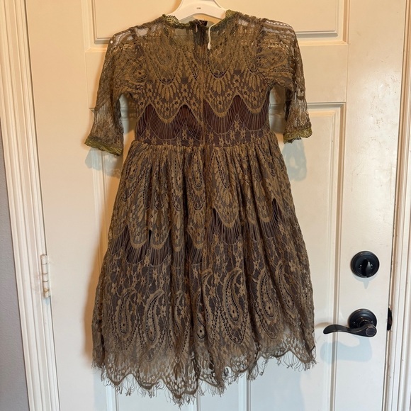Trish Scully Child Girl's Lace Vintage-Look Full Skirt Formal Dress Size 7 - Picture 6 of 8